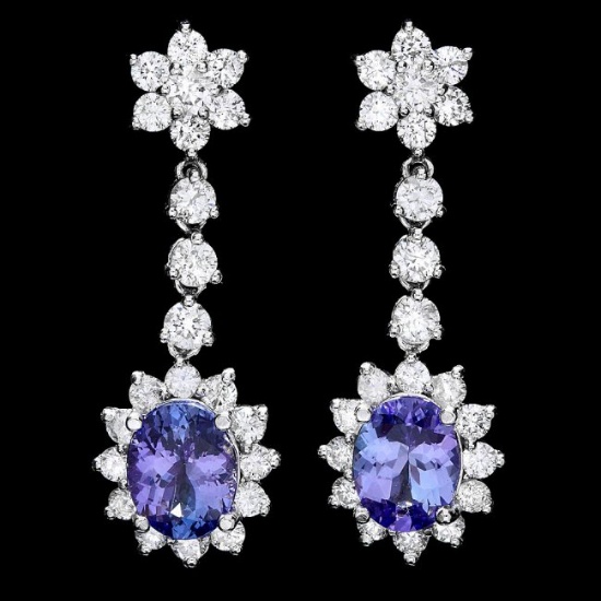 14k Gold 3.50ct Tanzanite 2.80ct Diamond Earrings