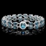 14k Gold 48.5ct Topaz 0.60ct Diamond Bracelet