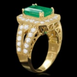 14k Gold 3.00ct Emerald 1.50ct Diamond Ring