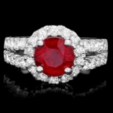 14k White Gold 3.00ct Ruby 1.30ct Diamond Ring