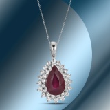 14K Gold 7.02cts Ruby & 2.61cts Diamond Pendant