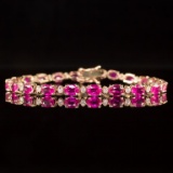 14K Gold 9.36ct Pink Sapphire 0.70ct Diamond Bracelet