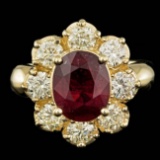 14k Yellow Gold 3.00ct Ruby 1.50ct Diamond Ring