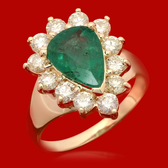 14k Gold 1.91ct Emerald 1.20ct Diamond Ring