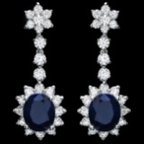 14k Gold 8.50ct Sapphire 3.30ct Diamond Earrings