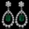 14K Gold 5.83ct Emerald 7.00ct Diamond Earrings