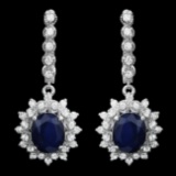 14k Gold 6.0ct Sapphire 1.60ct Diamond Earrings