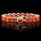 14k Gold 27ct Coral 0.70ct Diamond Bracelet