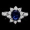 14k Gold 2.50ct Sapphire 1.00ct Diamond Ring