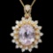 14K Gold 5.30ct Kunzite 1.00ct Diamond Pendant