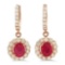 14K Gold 2.97ct Ruby 2.15cts Diamond Earrings