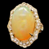 14k Yellow Gold 17.00ct Opal 0.65ct Diamond Ring