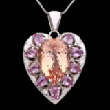 14k Gold 14.80ct Morganite 0.40ct Diamond Pendant