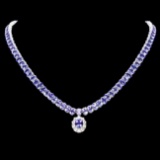 14k W Gold 29ct Tanzanite 1.35ct Diamond Necklace