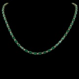 14K Gold 21.88ct Emerald 0.95ct Diamond Necklace