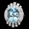 14k Gold 9.00ct Aquamarine 1.25ct Diamond Ring
