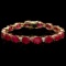 14k Gold 39.7ct Ruby 0.70ct Diamond Bracelet