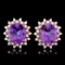 14k Rose 10ct Amethyst 1.70ct Diamond Earrings