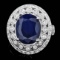 14k Gold 6.00ct Sapphire 1.30ct Diamond Ring
