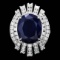 14k Gold 10.50ct Sapphire 1.90ct Diamond Ring