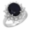 14K Gold 4.35ct Sapphire 0.48ct Diamond Ring