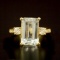 14K Gold 4.38ct Aquamarine 0.52ct Diamond Ring