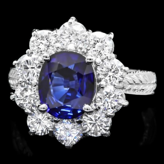 14k White Gold 2.50ct Sapphire 2ct Diamond Ring