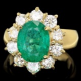 14k Gold 4.00ct Emerald 1.80ct Diamond Ring
