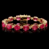 14k Gold 35.00ct Ruby 1.15ct Diamond Bracelet