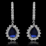 14K Gold 1.81ct Sapphire & 1.68ct Diamond Earrings