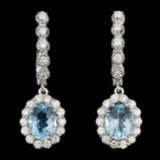 14k 3.00ct Aquamarine 1.35ct Diamond Earrings