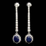 14k Gold 6.00ct Sapphire 2.90ct Diamond Earrings