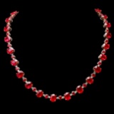 14k Yellow Gold 73ct Ruby 2.00ct Diamond Necklace