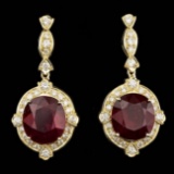 14k Gold 23.50ct Ruby 1.80ct Diamond Earrings