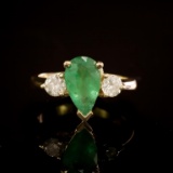 14 Gold 1.36ct Emerald 0.60ct Diamond Ring