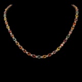 14K Gold 35.35ct Multi Color Sapphire 1.41ct Diamond Necklace