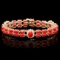 14k Gold 16.5ct Coral 1.20ct Diamond Bracelet