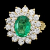 14k Gold 1.70ct Emerald 1.45ct Diamond Ring