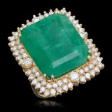 14K Gold 29.27 Emerald 2.52 Diamond Ring