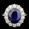 14k Gold 5.50ct Sapphire 1.50ct Diamond Ring