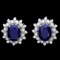 14k Gold 7ct Sapphire 1.25ct Diamond Earrings