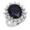 14K Gold 8.67ct Sapphire 0.93ct Diamond Ring