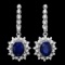 14k Gold 7.00ct Sapphire 1.80ct Diamond Earrings