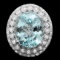 14k Gold 17.50ct Aquamarine 1.90ct Diamond Ring