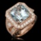 14K Gold 9.48ct Aquamarine & 2.10ct Diamond Ring