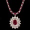14k Gold 27.74ct Ruby 3.21ct Diamond Necklace