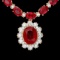 14k Gold 40.5ct Ruby 2.55ct Diamond Necklace