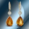 14K Gold 24.04 Citrine & 1.30cts Diamond Earrings