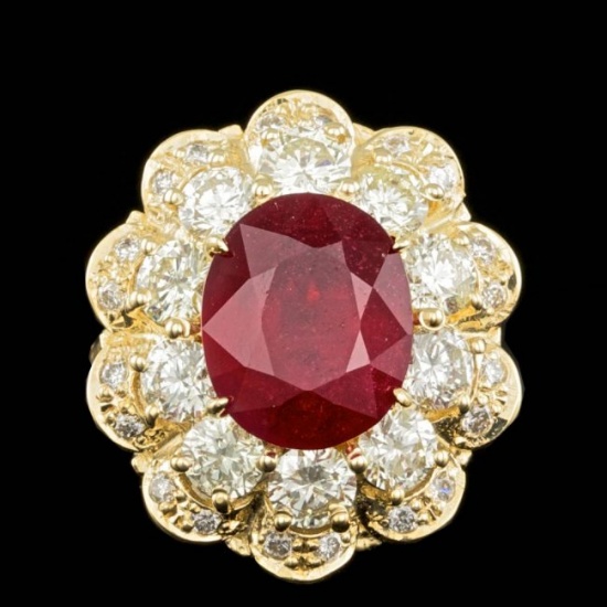 14k Yellow Gold 6.00ct Ruby 2.85ct Diamond Ring