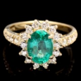 14k Gold 1.70ct Emerald 0.75ct Diamond Ring